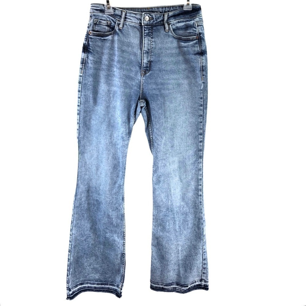 Old Navy Highest High Rise Skinny Flare Jeans Sz 10 Light Blue Acid Wash - Picture 2 of 7